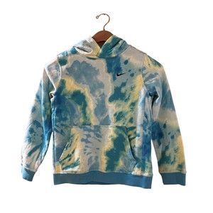 Nike Girl’s Tie Dye Hoodie Multi Color Blue/ Green Hooded Sweatshirt Size Medium